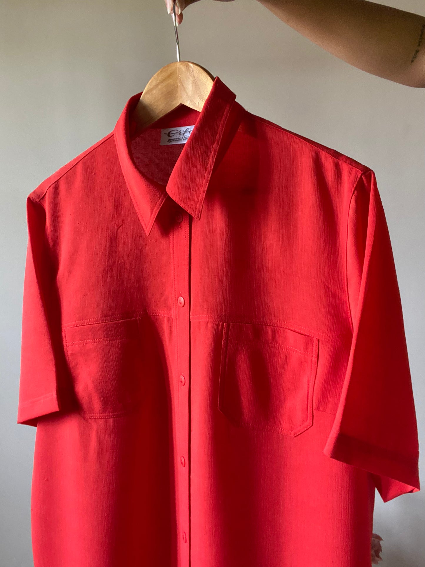 Solid Red Textured Vintage Shirt