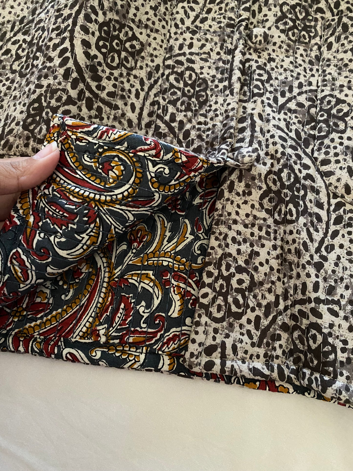 Brown Block Print Quilted Jacket