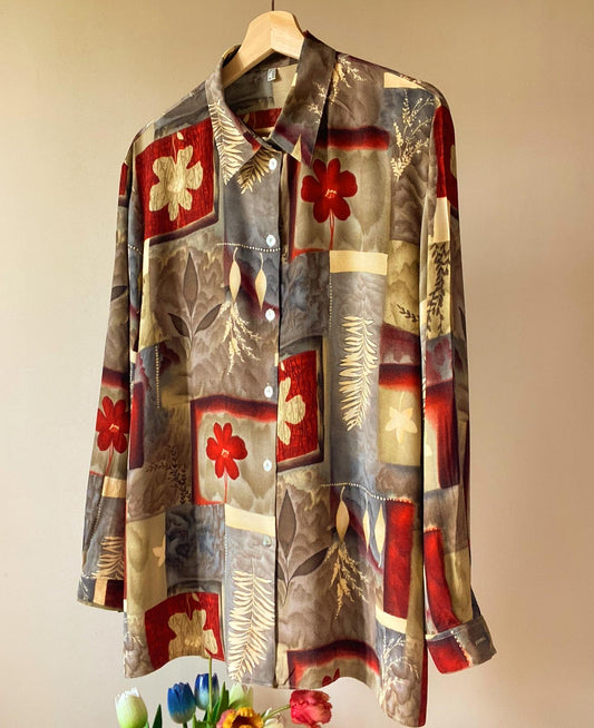 Abstract Block Floral Vintage Shirt