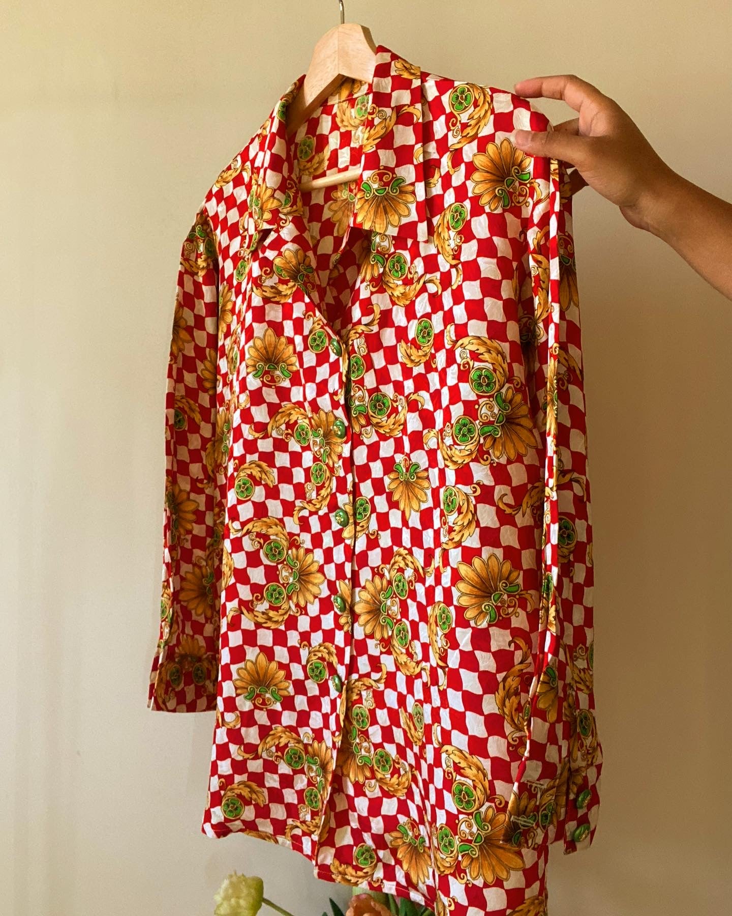 Checked Baroque Print Vintage Shirt