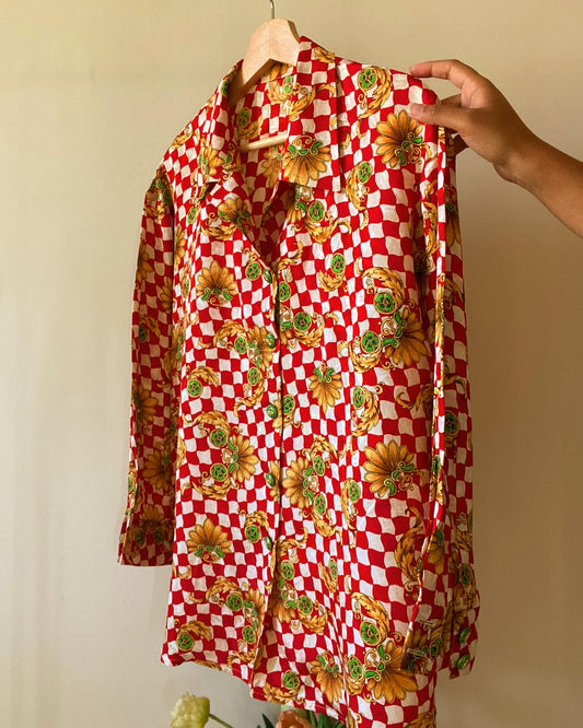 Checked Baroque Print Vintage Shirt