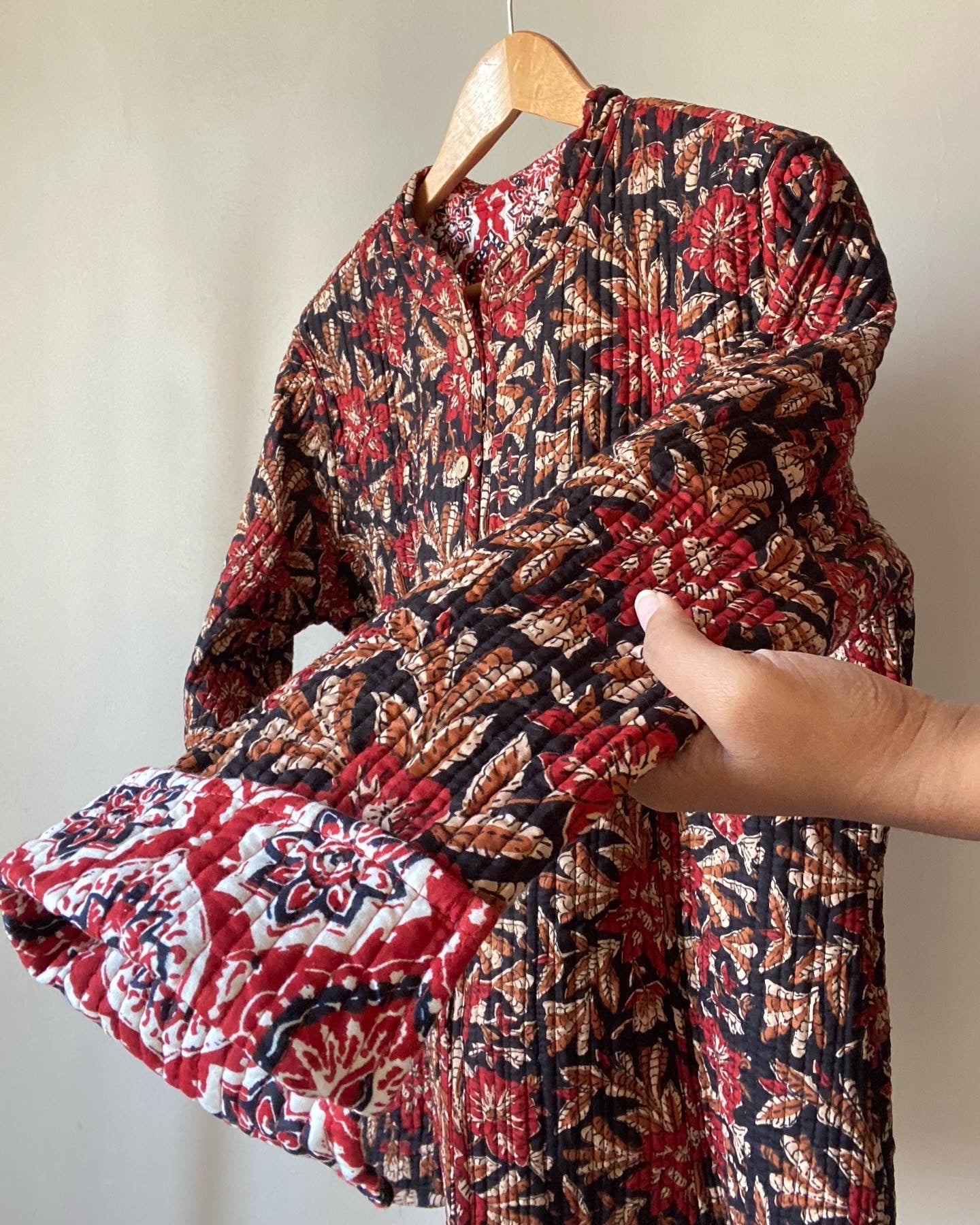 Multi Motif Block Print Quilted Jacket