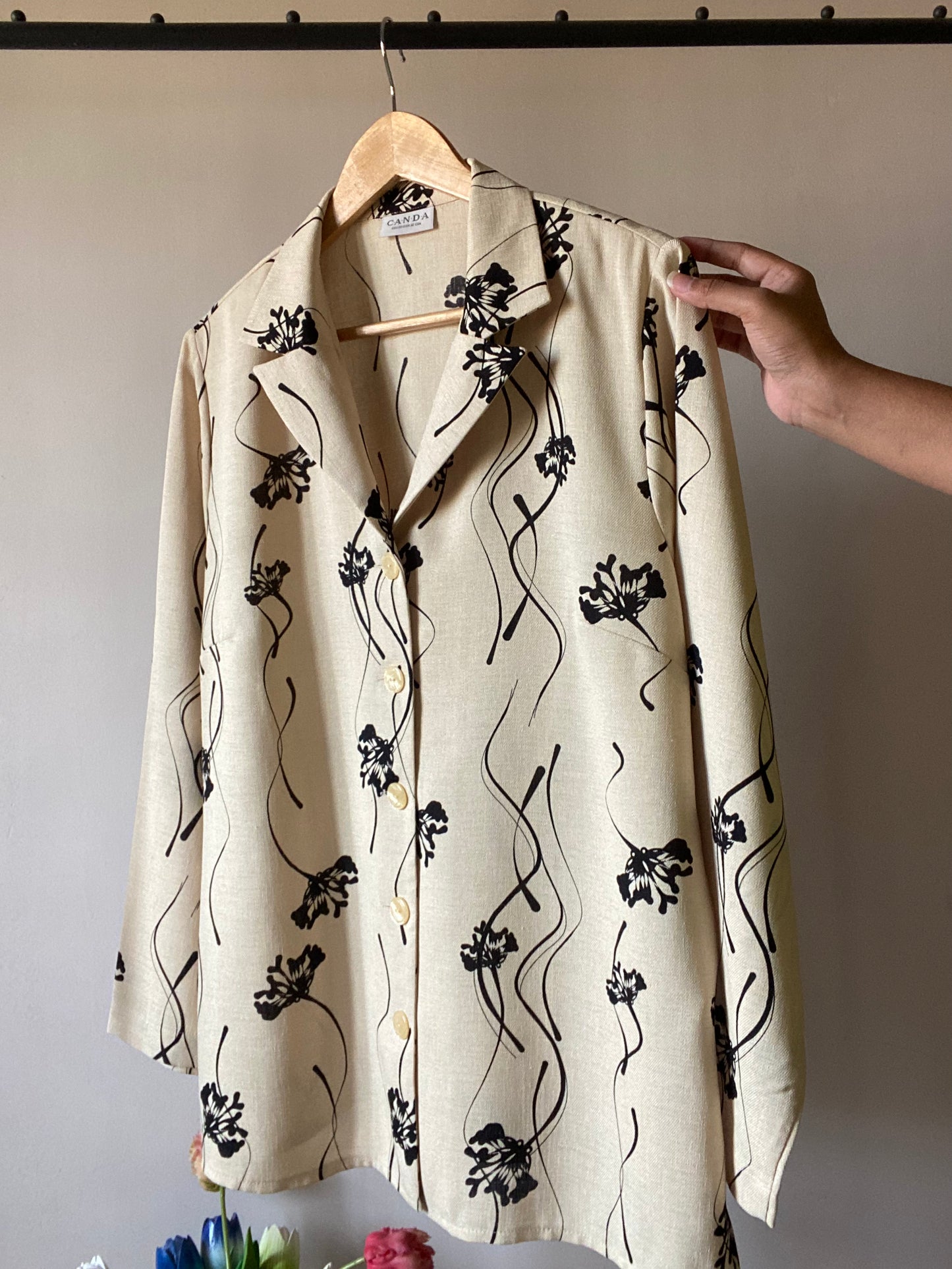 Blazer Style Vintage Shirt With Abstract Print