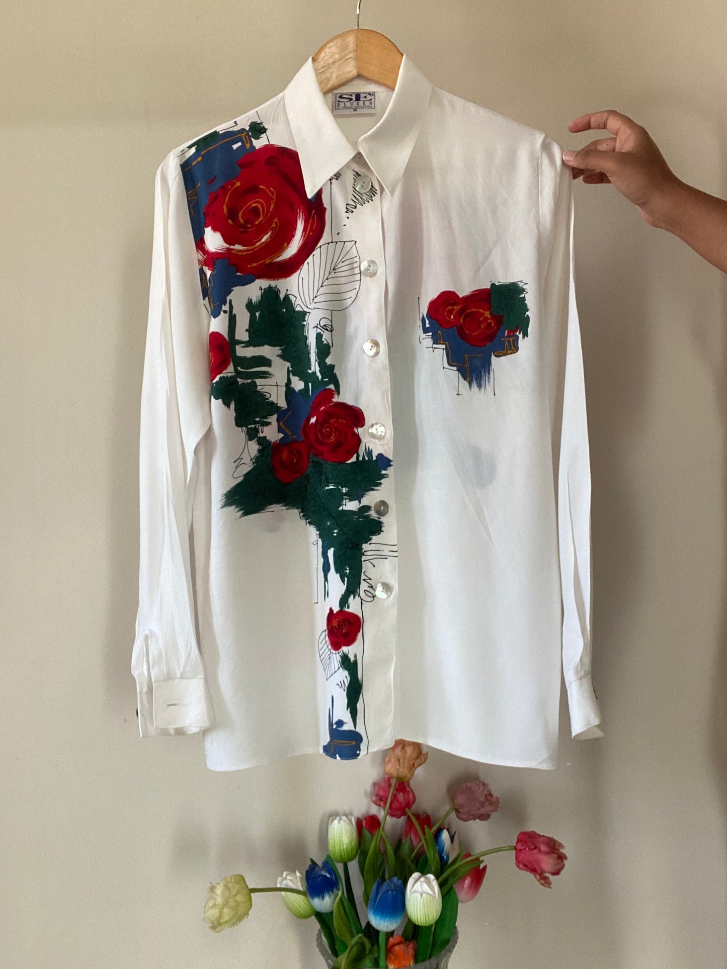 Artsy Floral Print Vintage Shirt