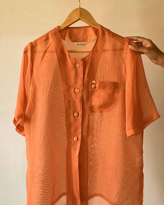 Chic Sheer Orange Vintage Shirt