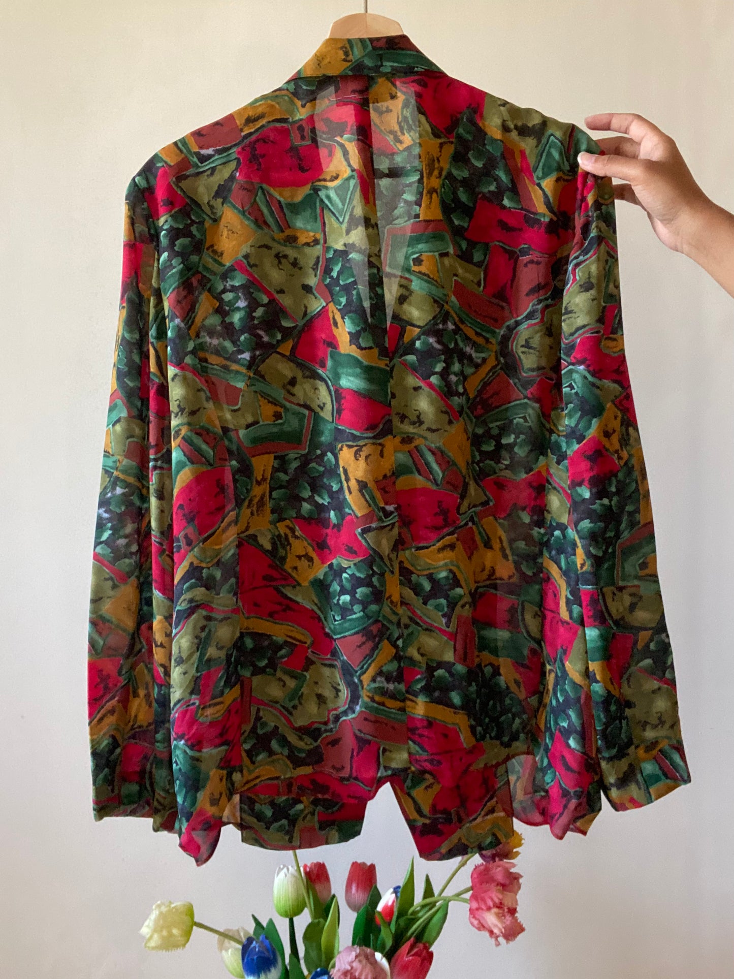 Vintage Semi Sheer Abstract Print Shirt