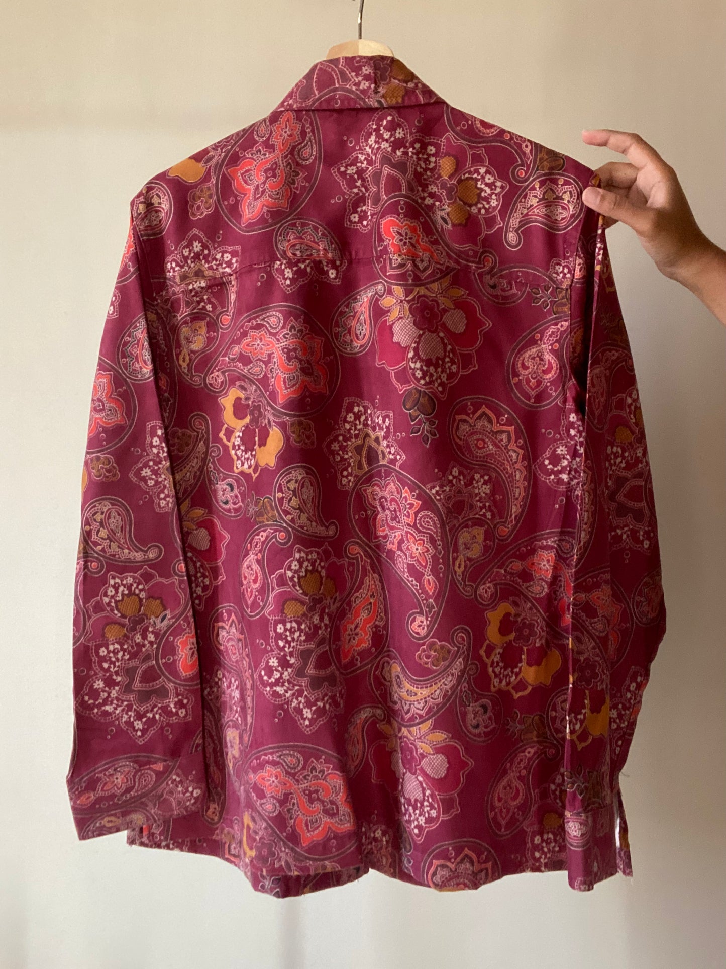 Vintage Ethnic Print Suede Shirt