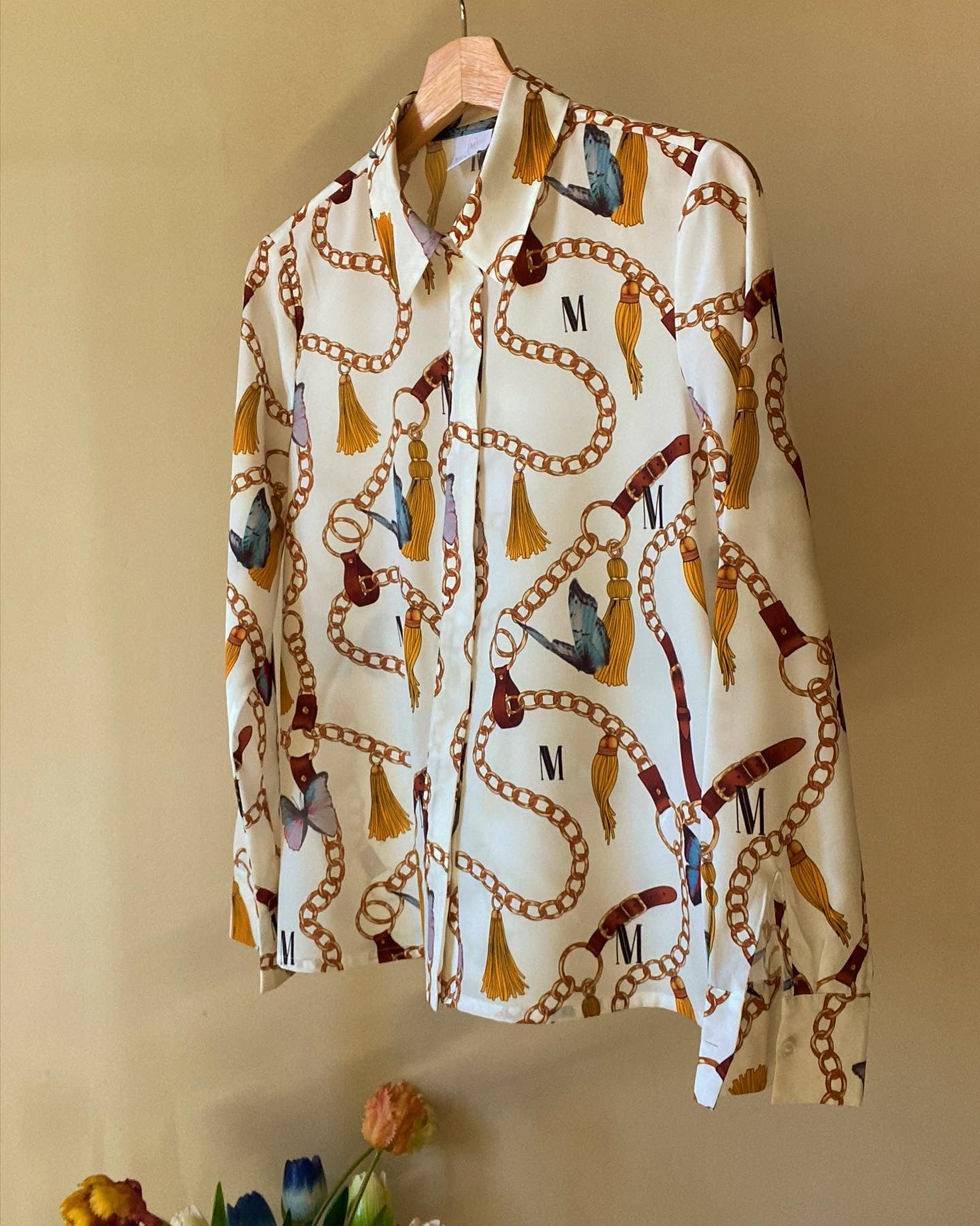 Baroque Print Vintage Shirt With M Initial