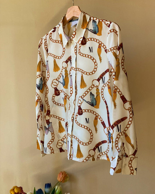 Baroque Print Vintage Shirt With M Initial