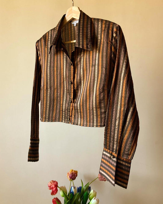 Copper Stripped Vintage Cropped Shirt
