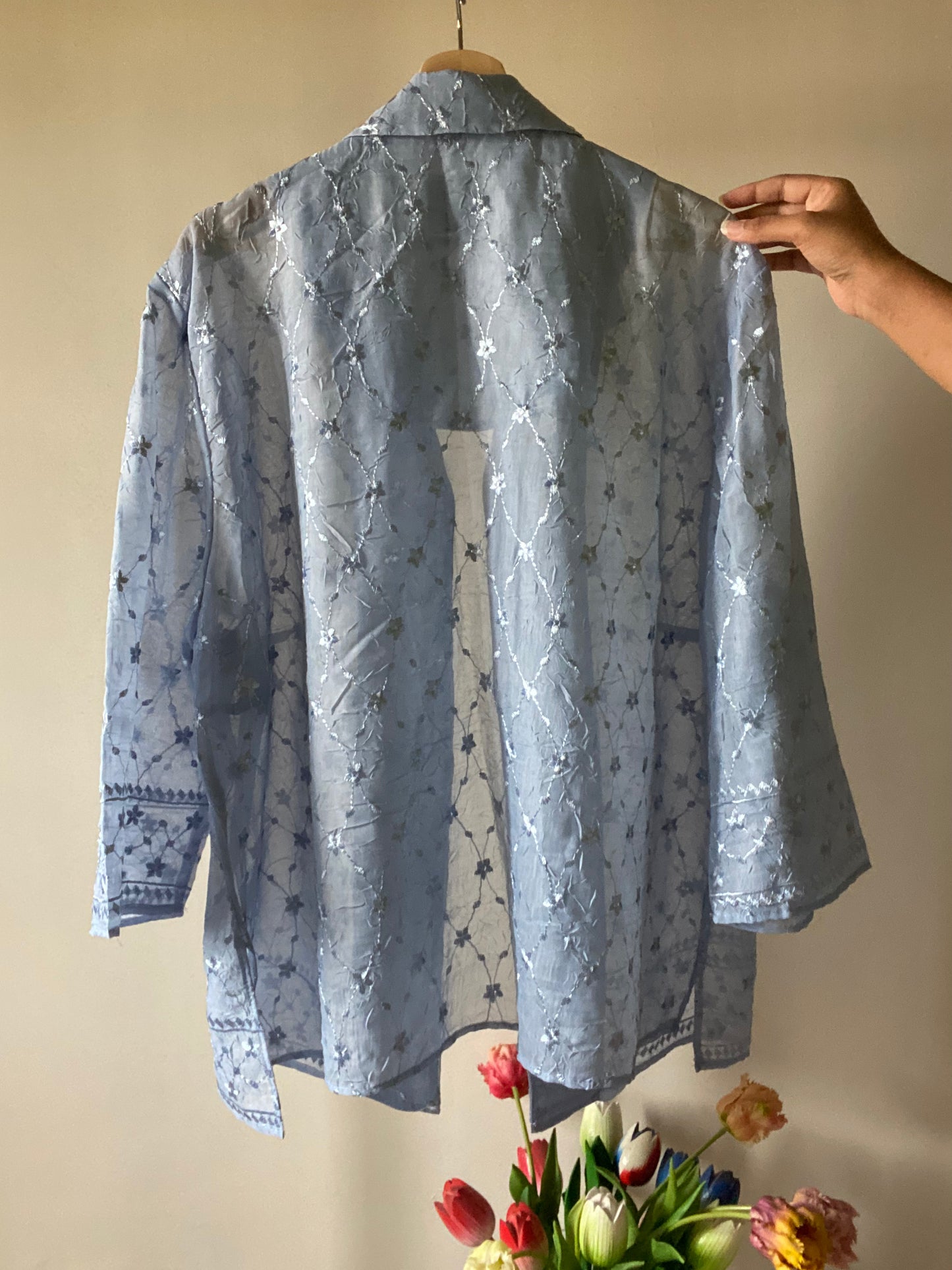 All Over Embroidered Vintage Front Open Shirt
