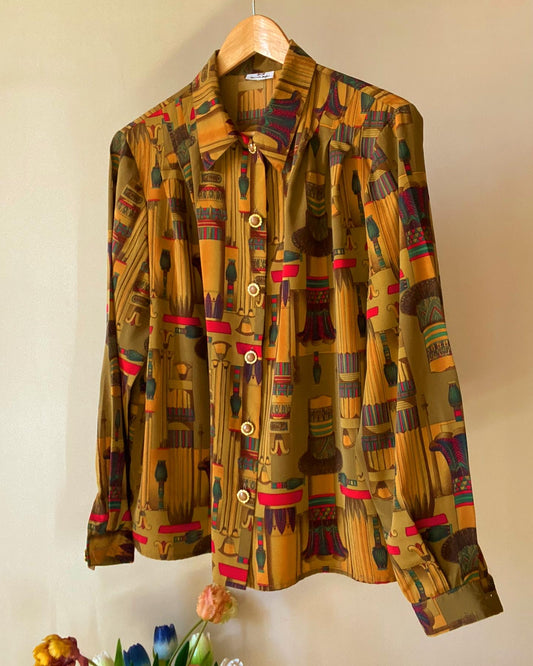 Abstract Historic Print Vintage Shirt