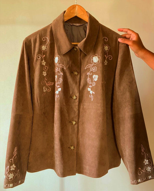 Vintage Embroidered Suede Shaket