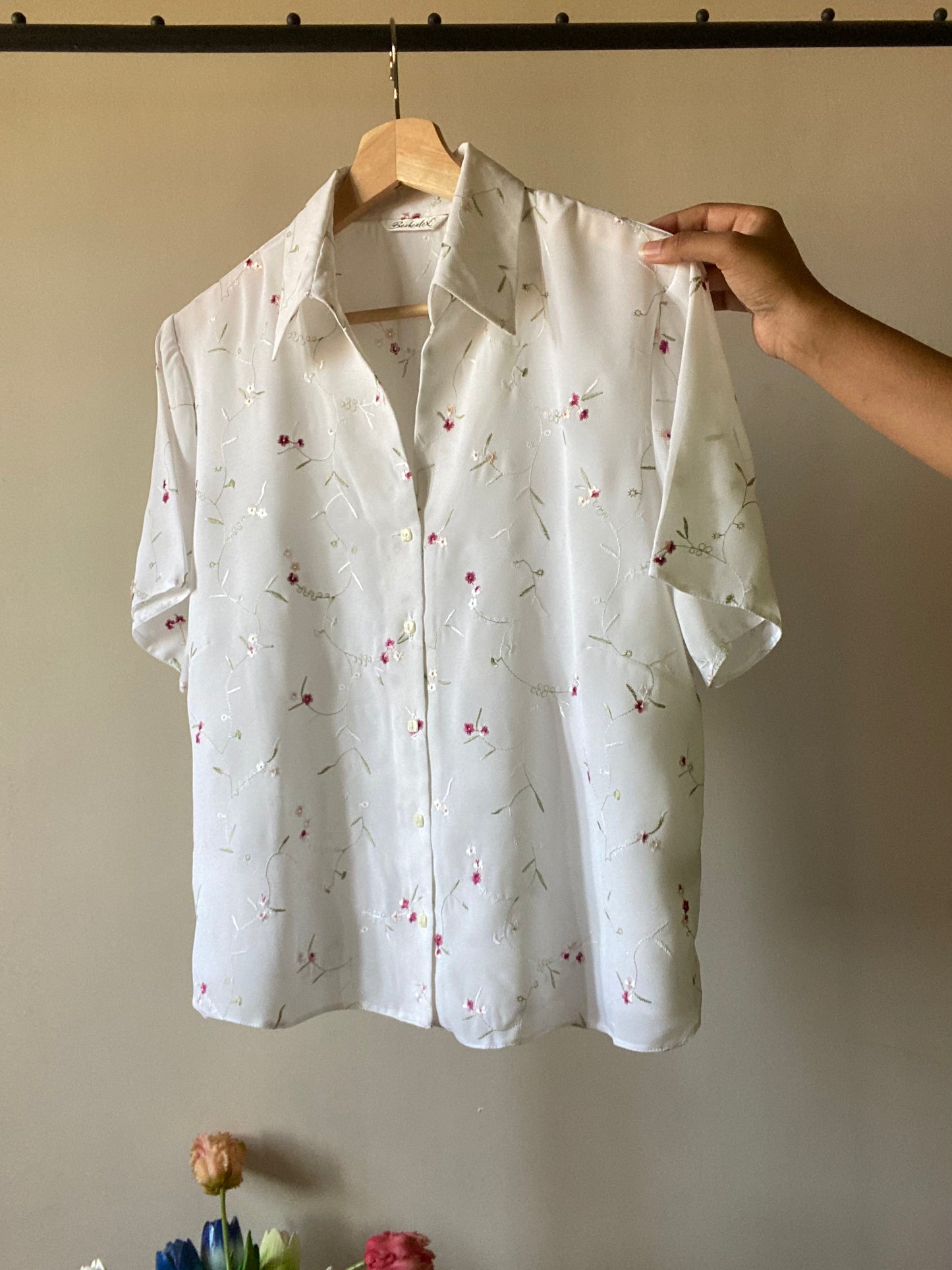 Allover Floral Embroidered Vintage Shirt