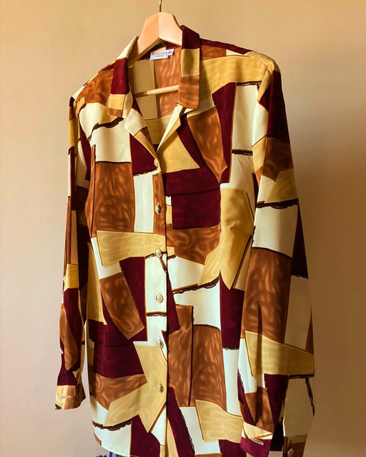 Abstract Geometric Print Vintage Shirt