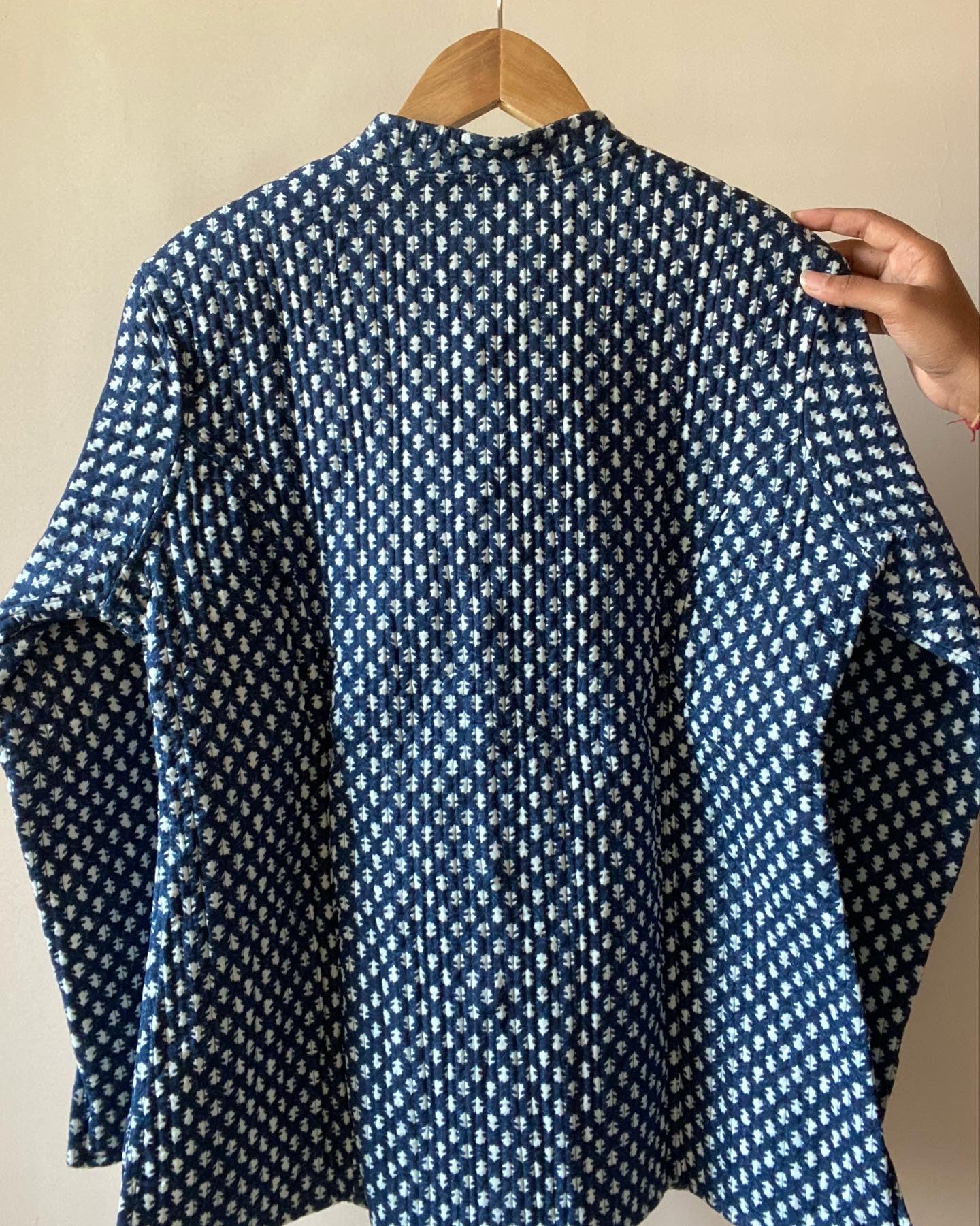 Indigo Block Print Quilted Jacket