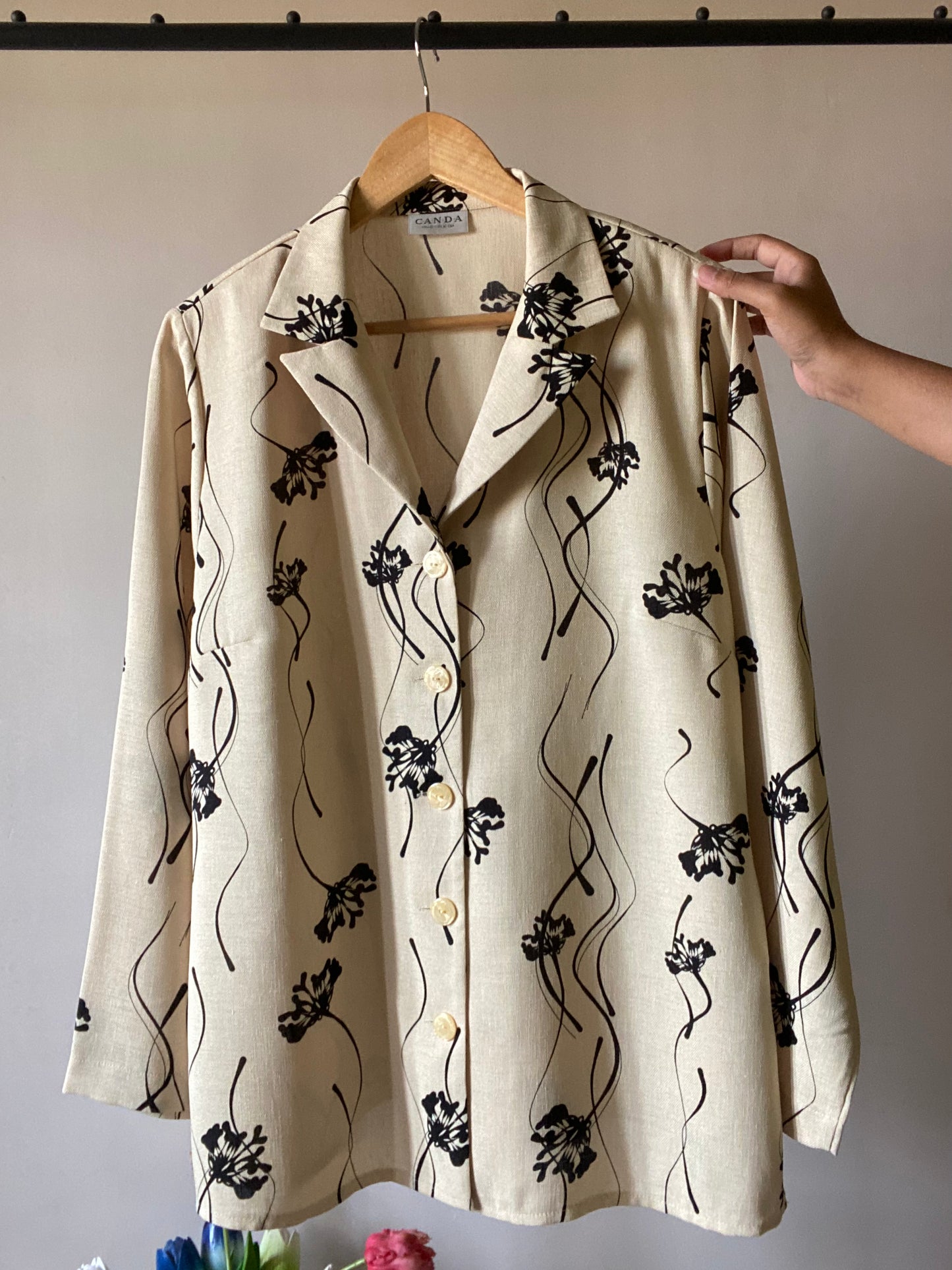 Blazer Style Vintage Shirt With Abstract Print