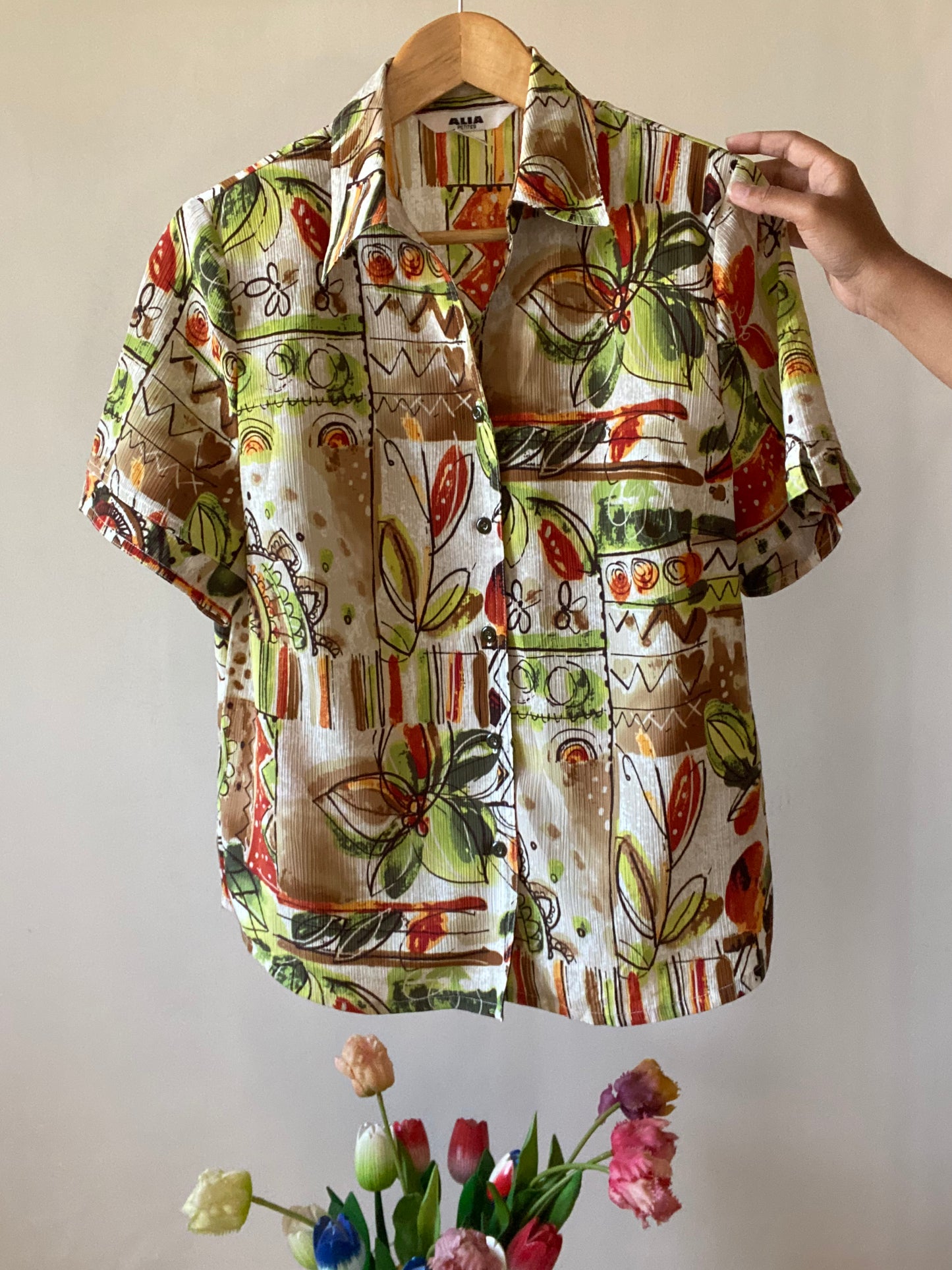 Artsy Leaves Print Vintage Shirt