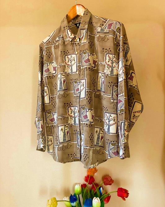 Birdy Tree Artsy Print Vintage Shirt