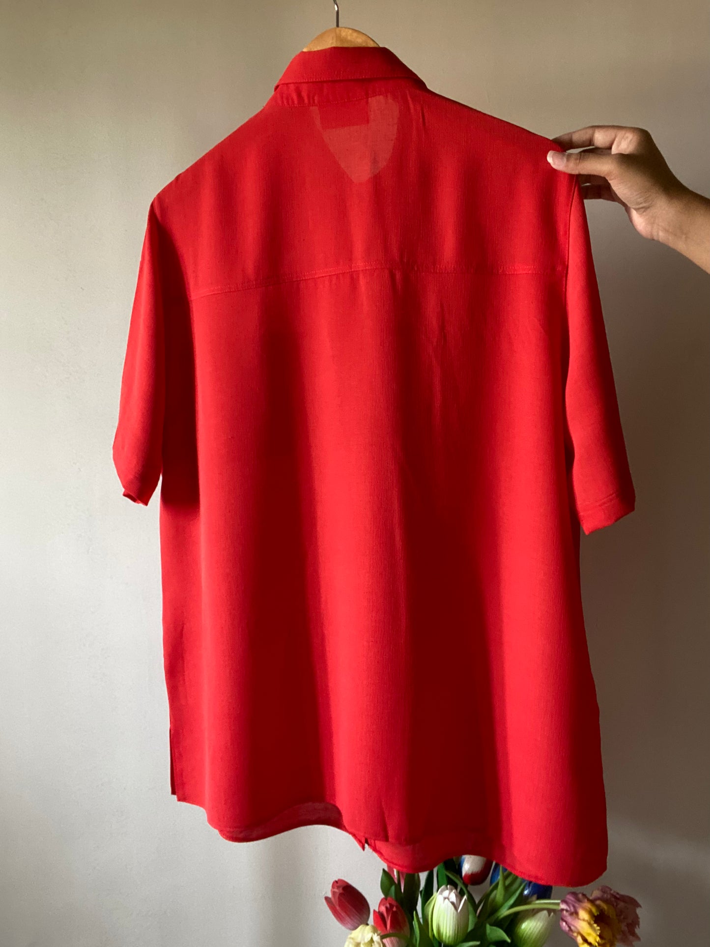 Solid Red Textured Vintage Shirt