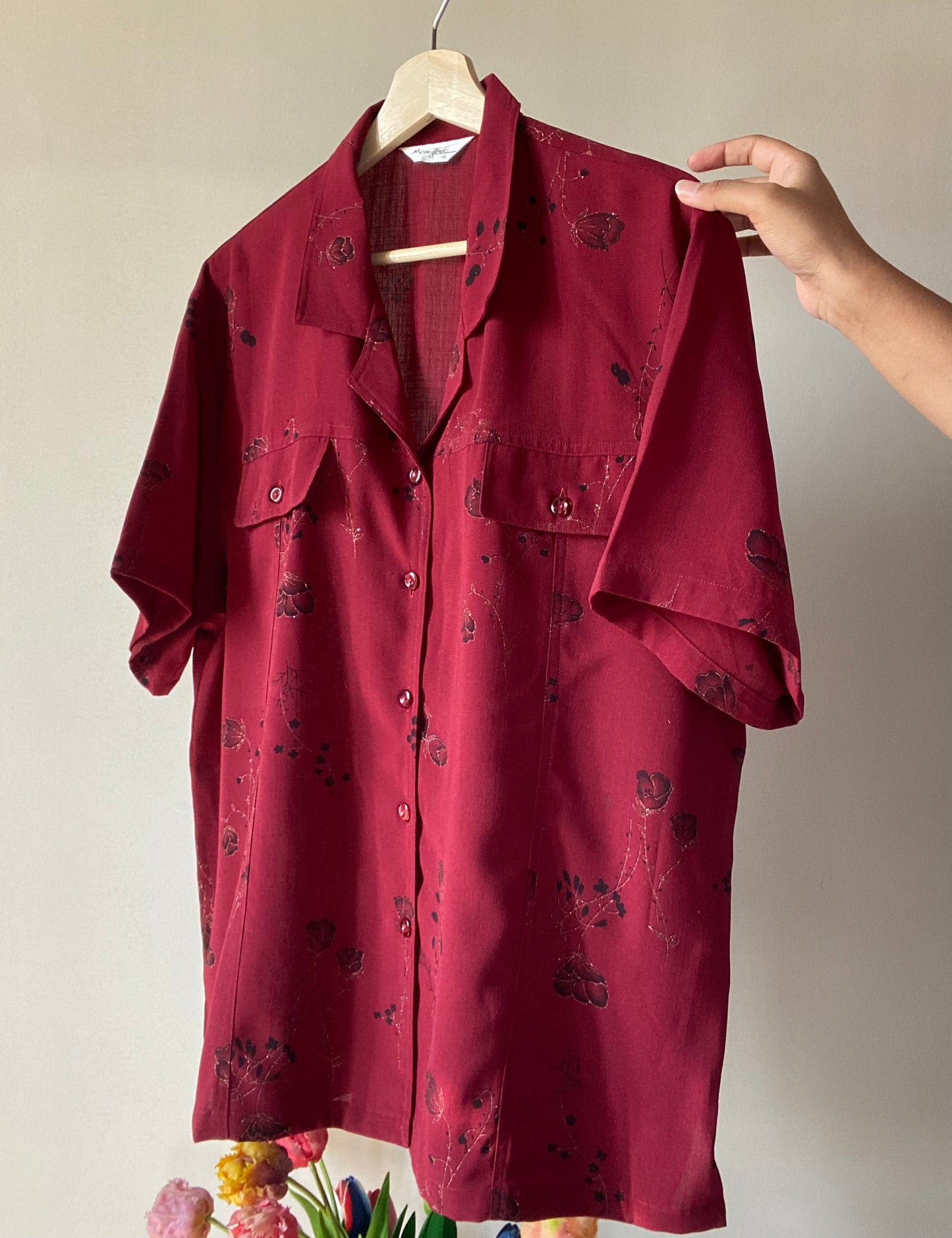 Vintage Shirt With Floral Golden Print