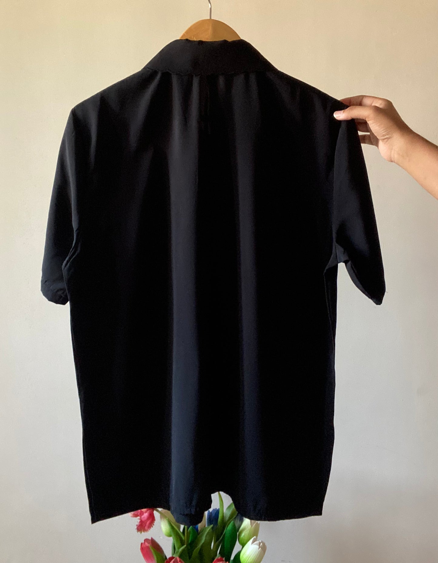 Black Embroidered Collar Vintage Shirt
