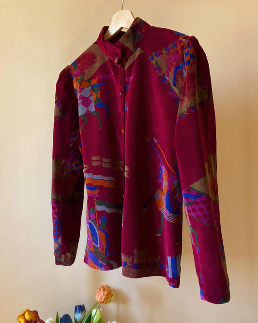 Velvet Battle Field Geometrical Print Vintage Shirt