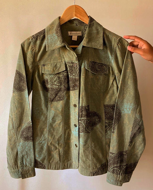 Abstract Ethnic Motif Corduroy Vintage Shaket