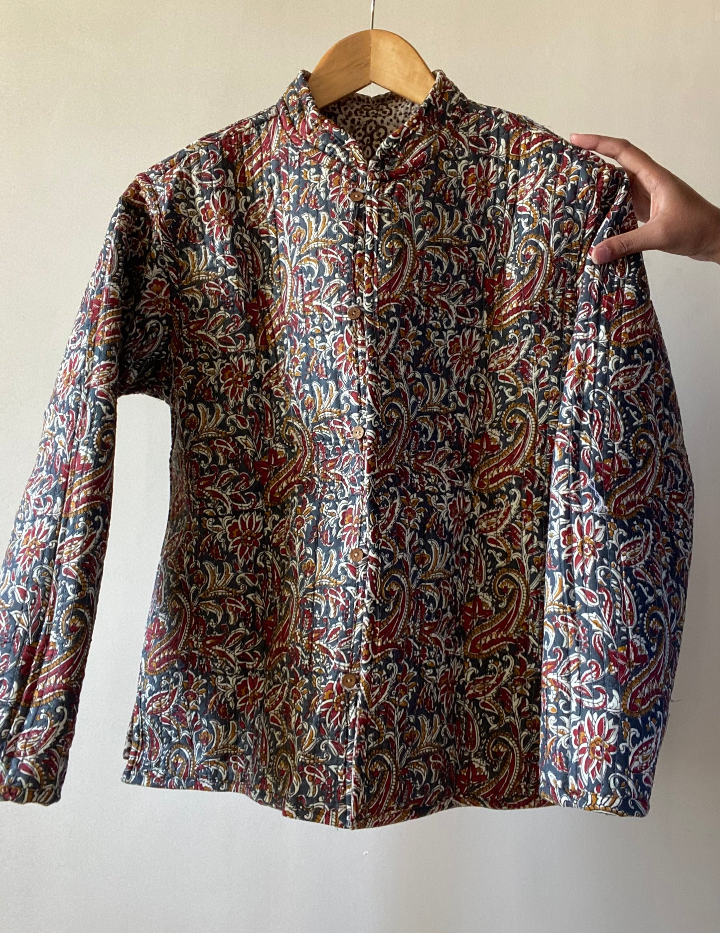 Brown Block Print Quilted Jacket