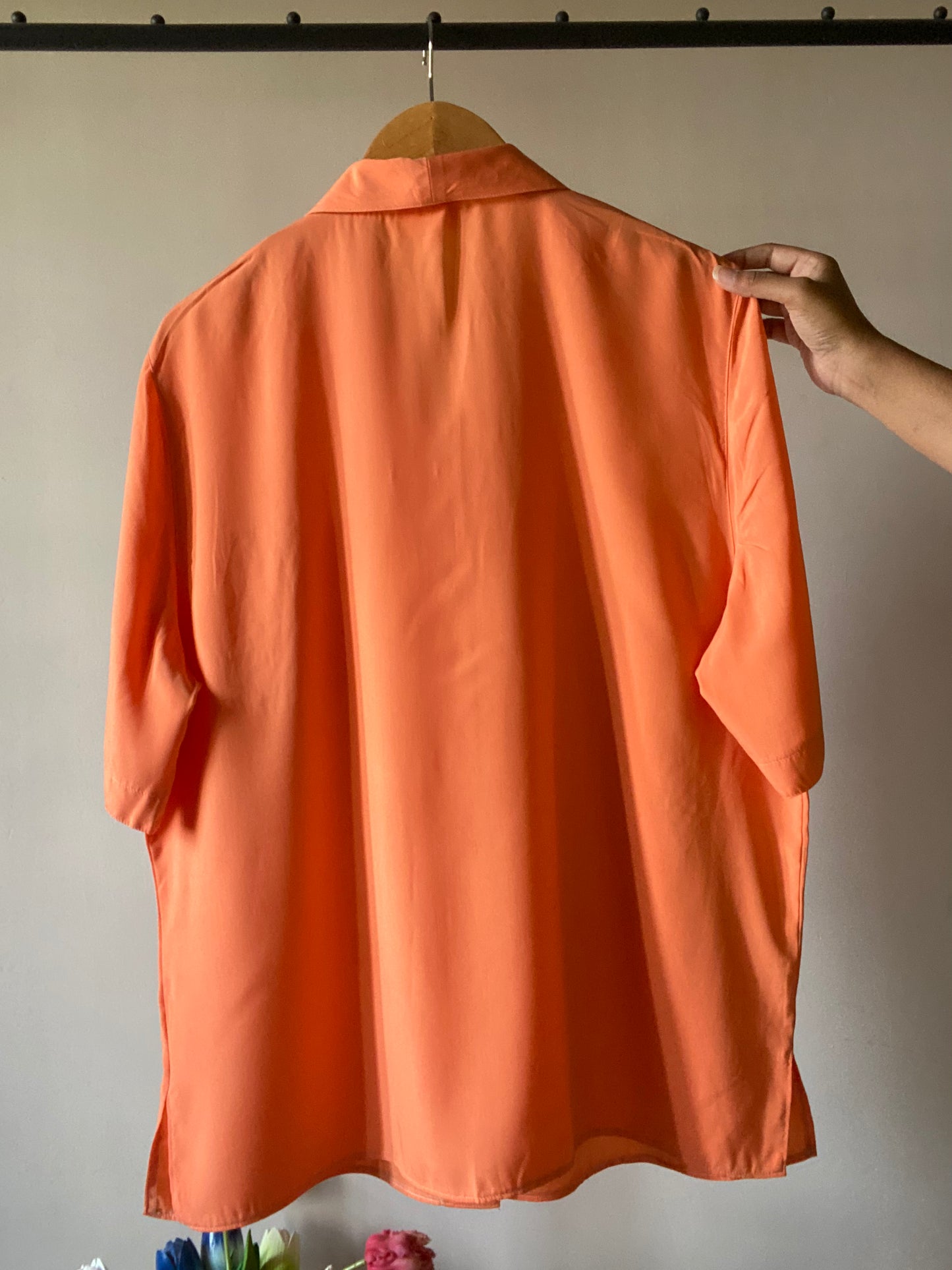 Bright Orange Embroidered Vintage Shirt