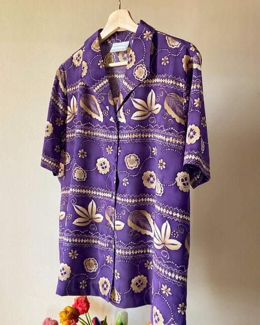 Purple Floral Hawaiian Vintage Shirt