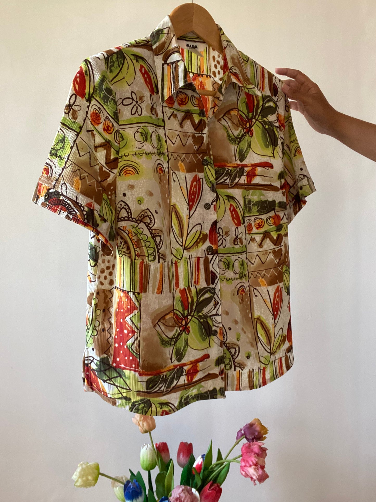 Artsy Leaves Print Vintage Shirt