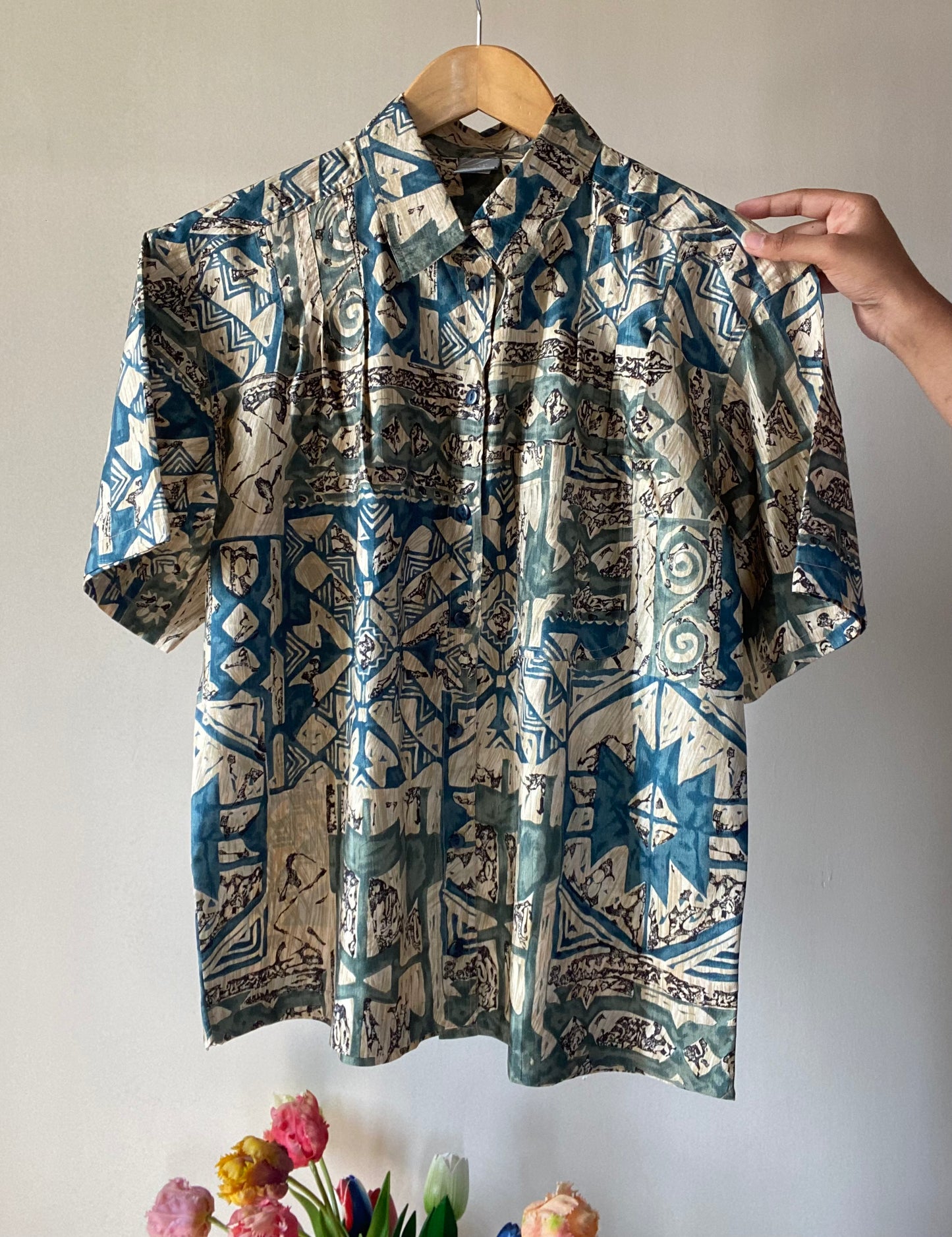 Textured Ethnic Print Vintage Shirt