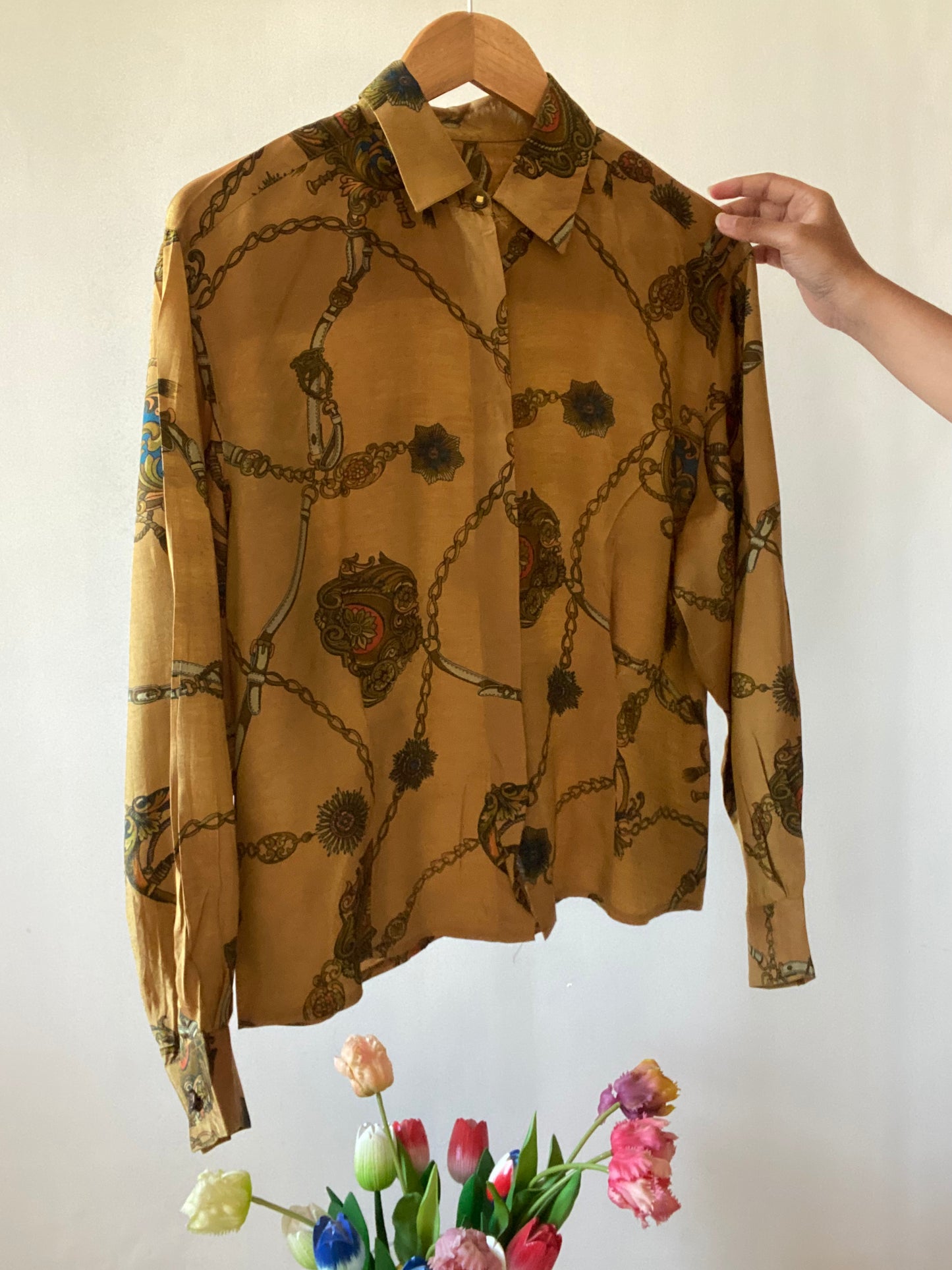 Golden Tint Baroque Print Vintage Shirt