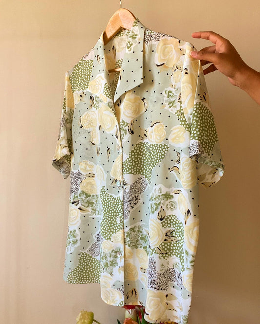 Abstract Floral Print Vintage Shirt