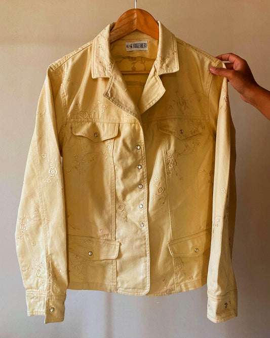 Floral Embroidered Vintage Denim Jacket