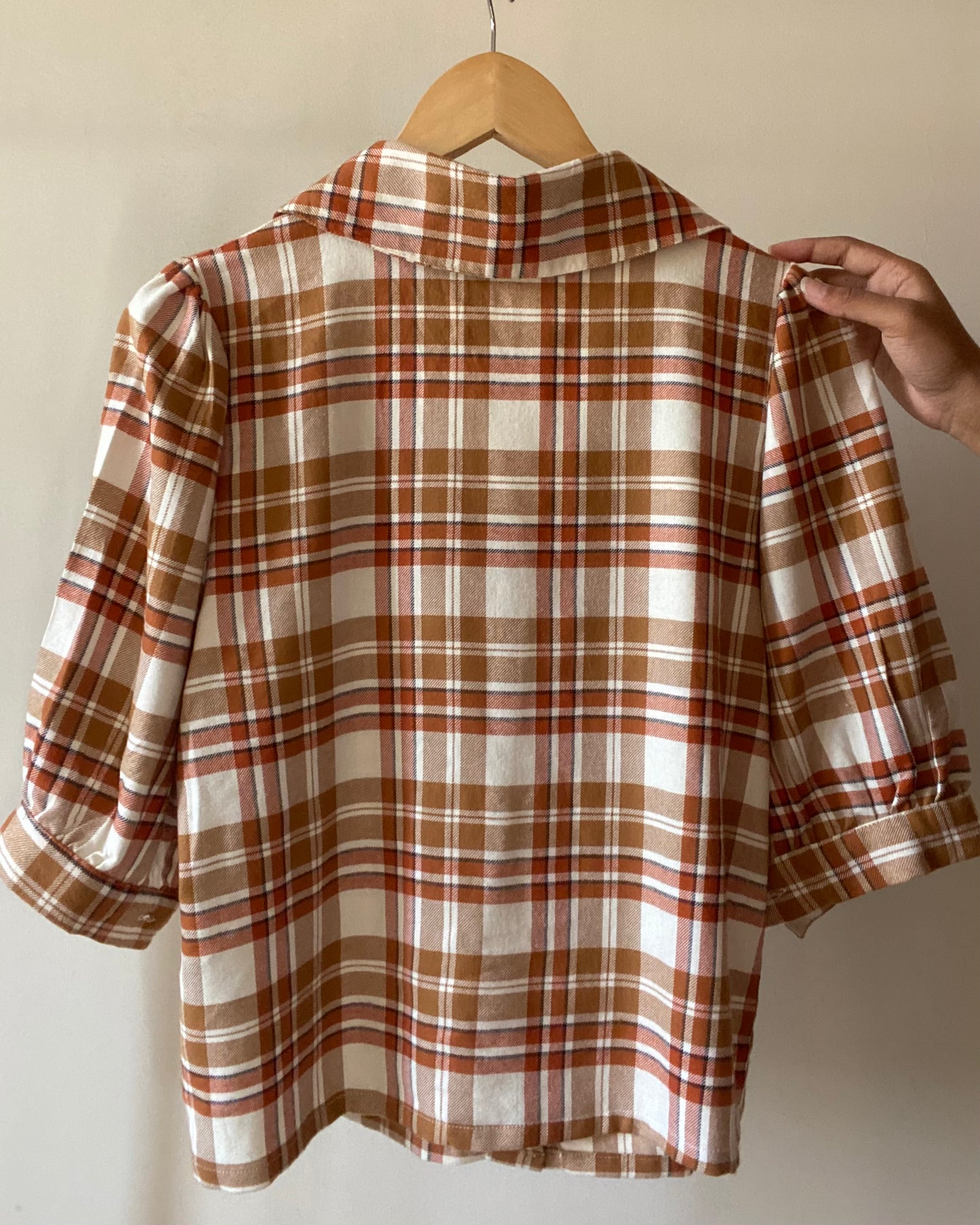 Checked Woollen Shirt In Brown