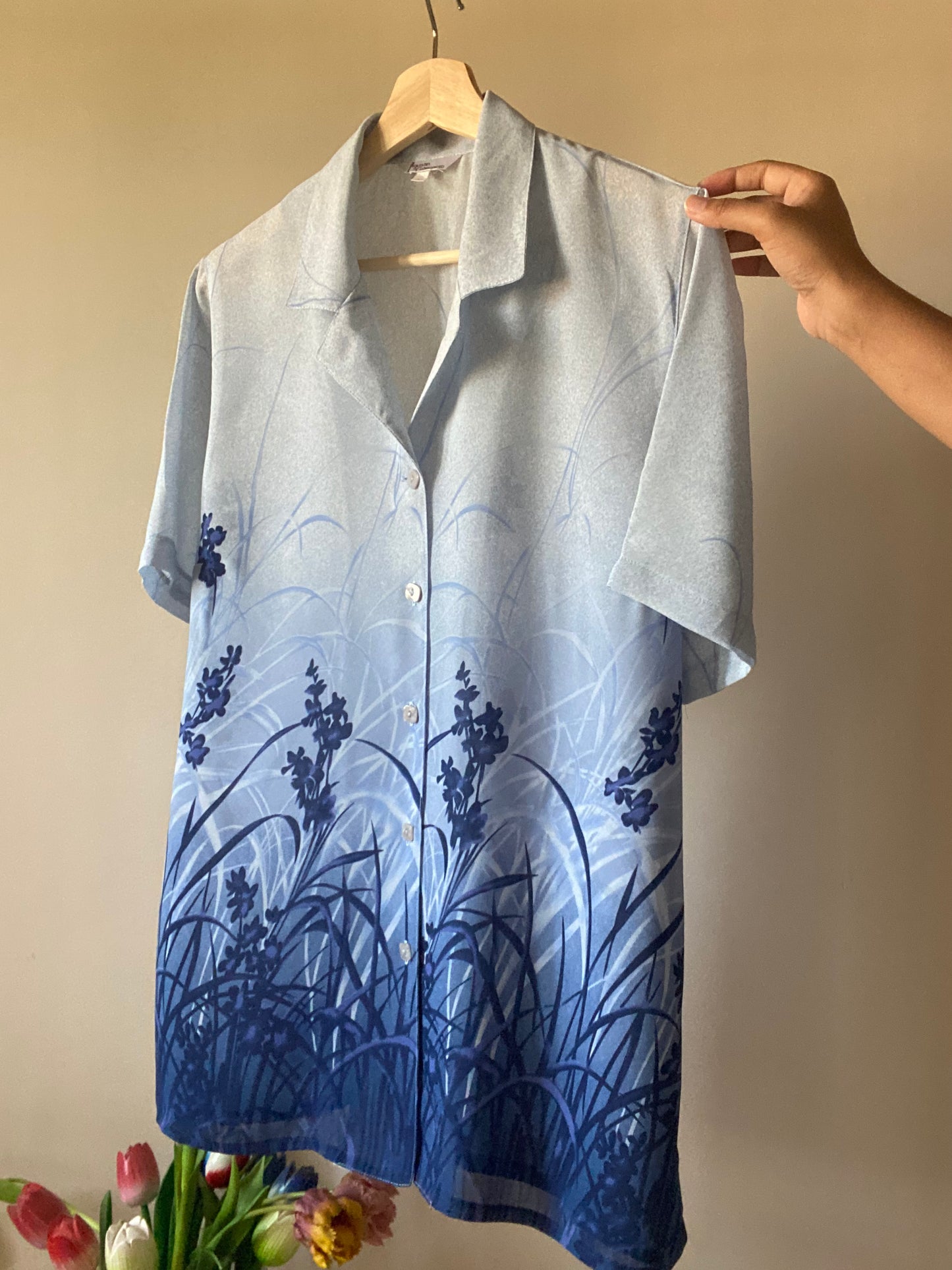 Floral Print Blue Vintage Shirt