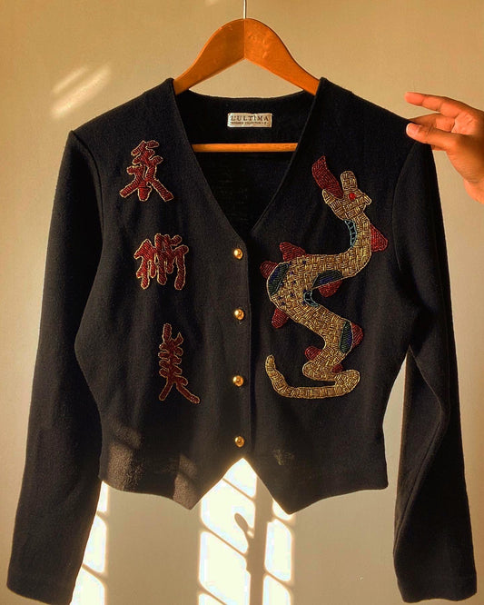 Beautiful Beaded Cropped Vintage Cardigan