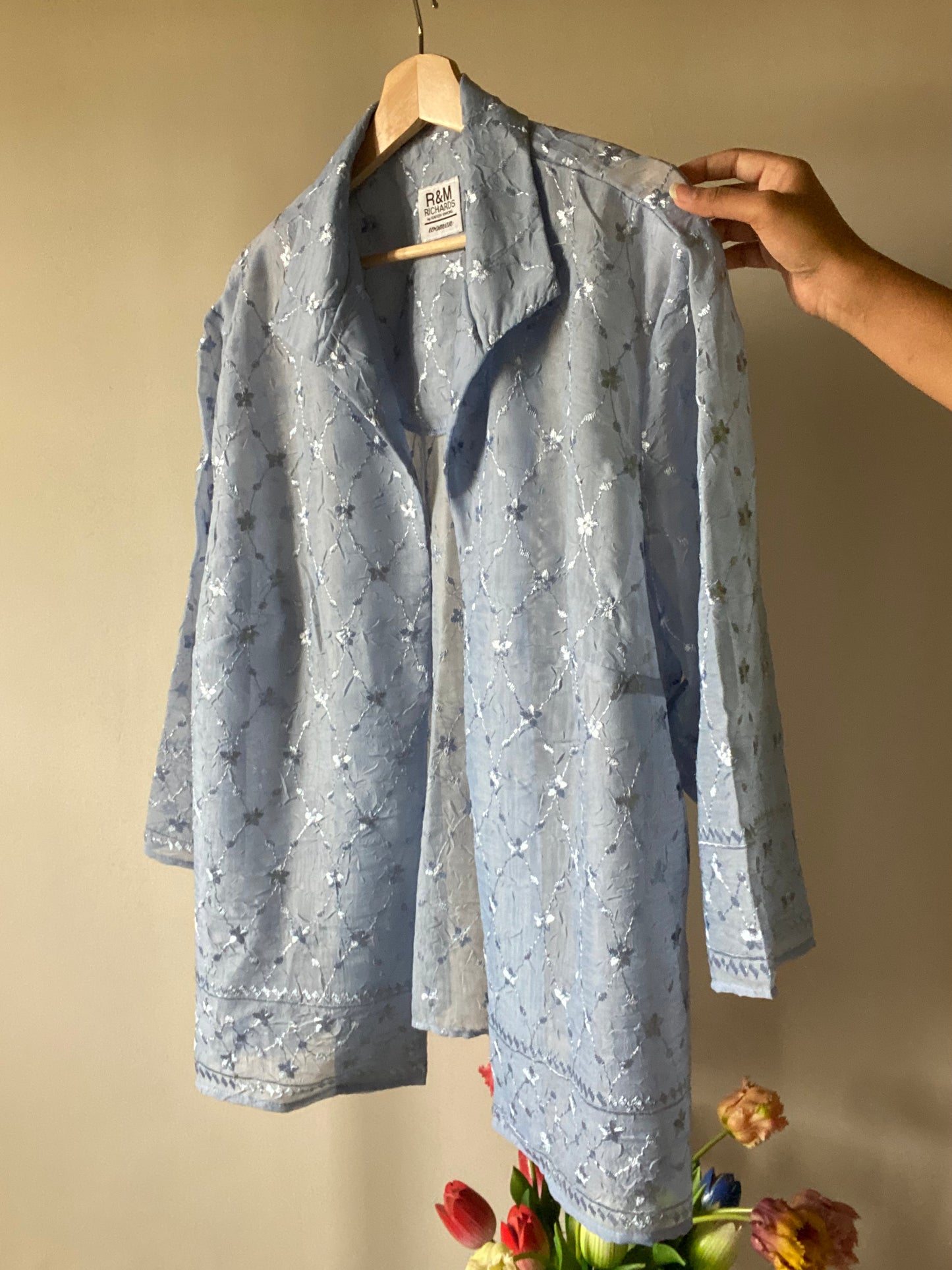 All Over Embroidered Vintage Front Open Shirt