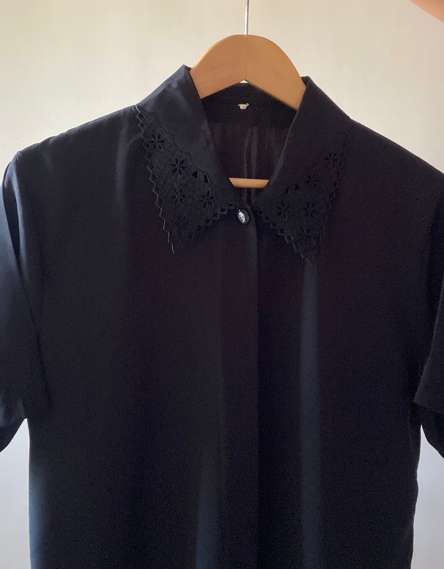 Black Embroidered Collar Vintage Shirt
