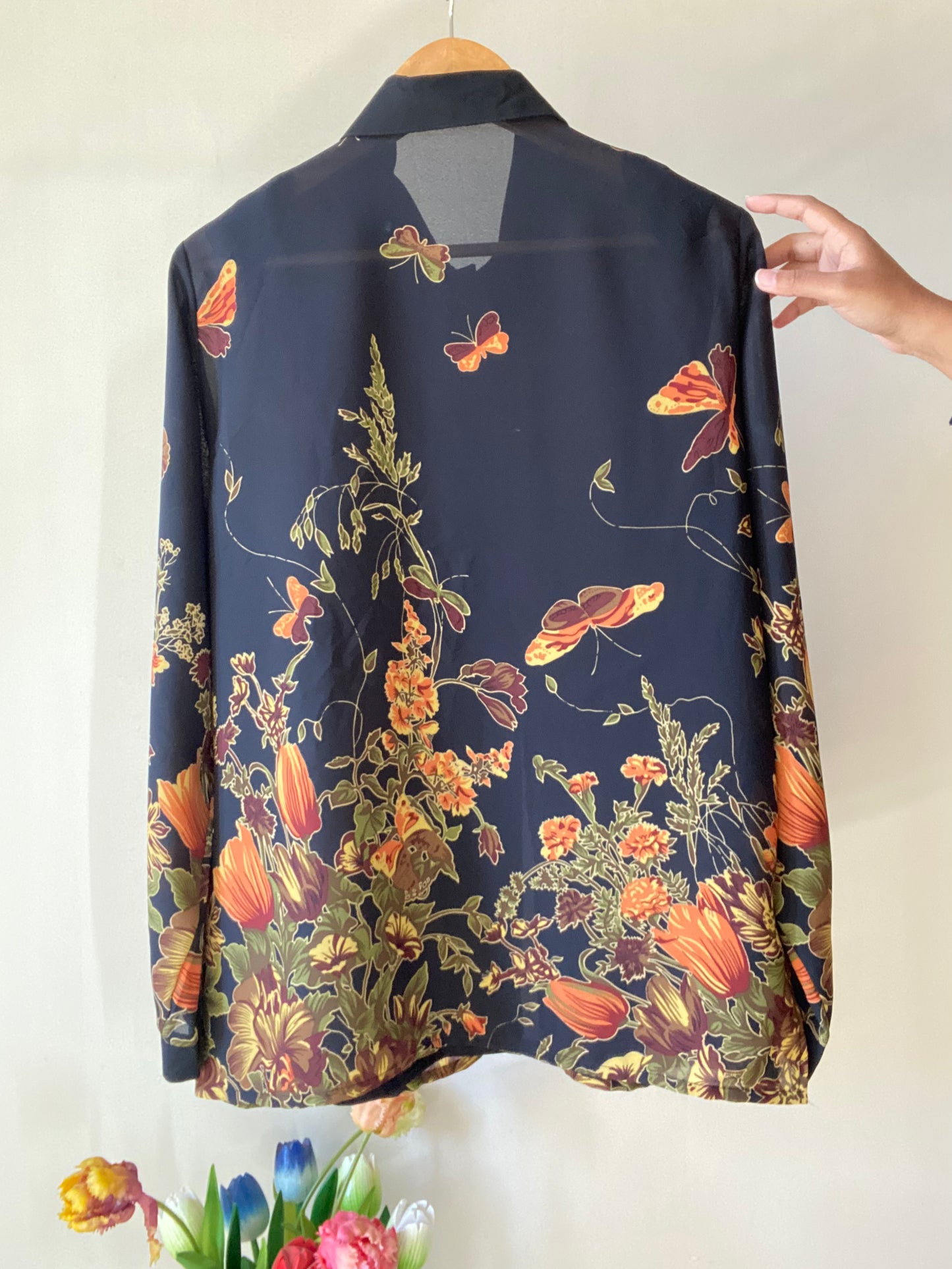 Floral Layered Semi Sheer Vintage Shirt