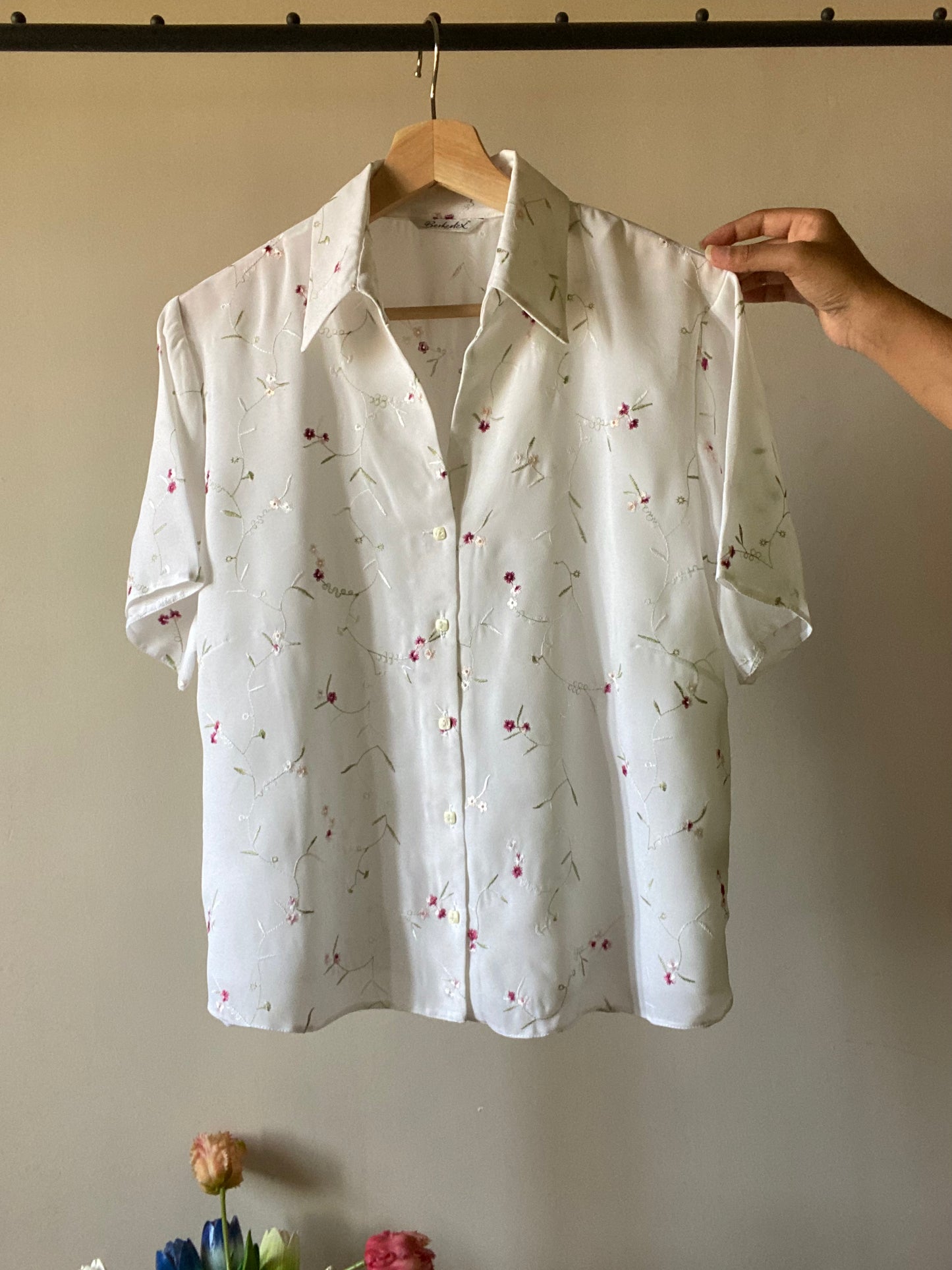 Allover Floral Embroidered Vintage Shirt