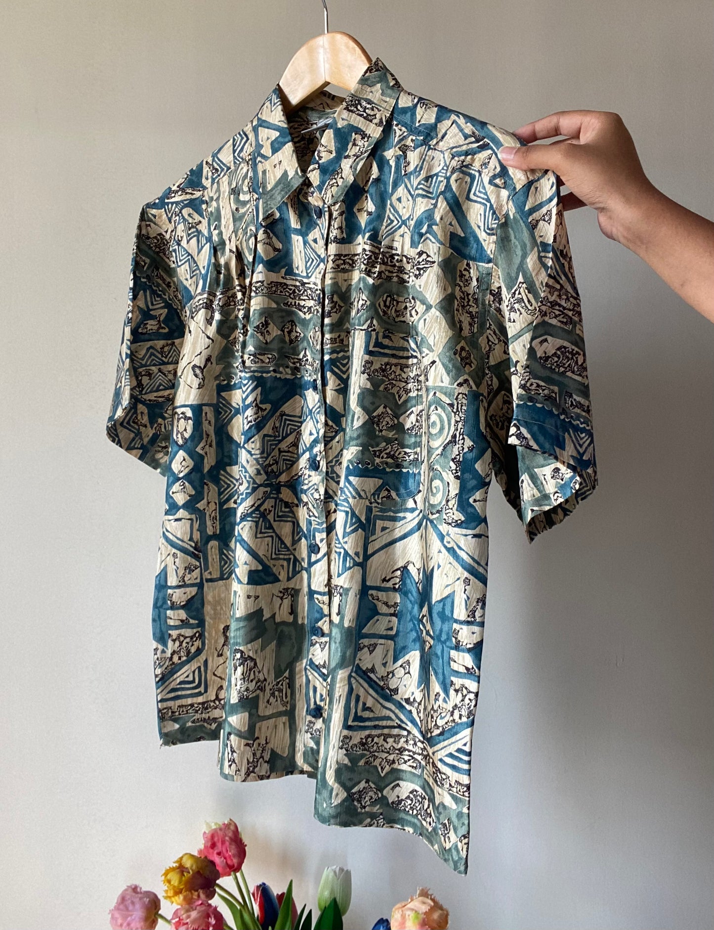 Textured Ethnic Print Vintage Shirt
