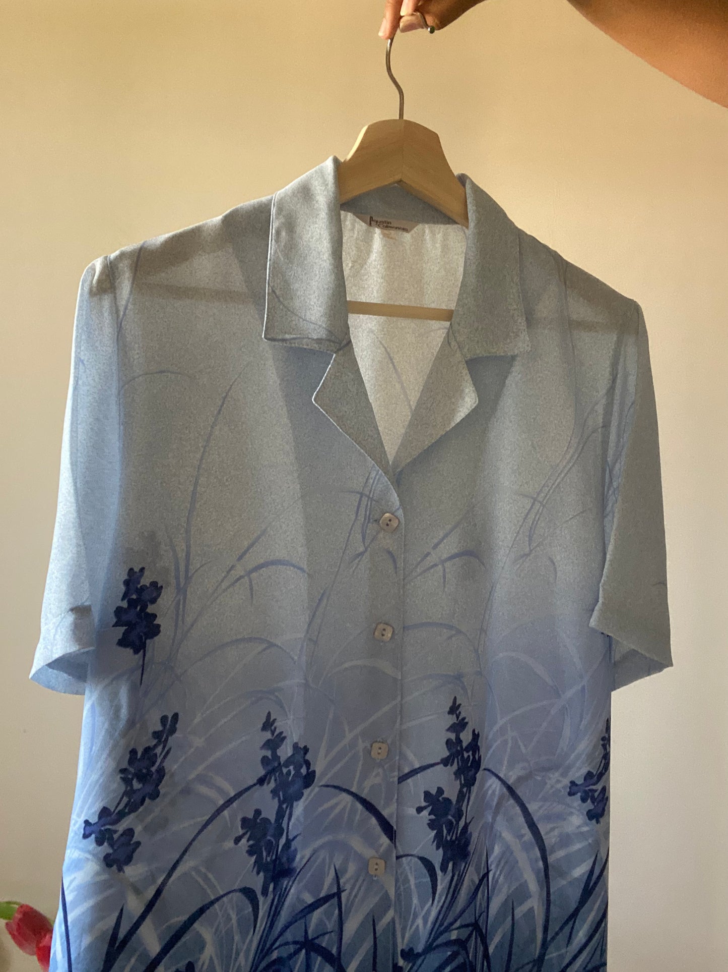 Floral Print Blue Vintage Shirt