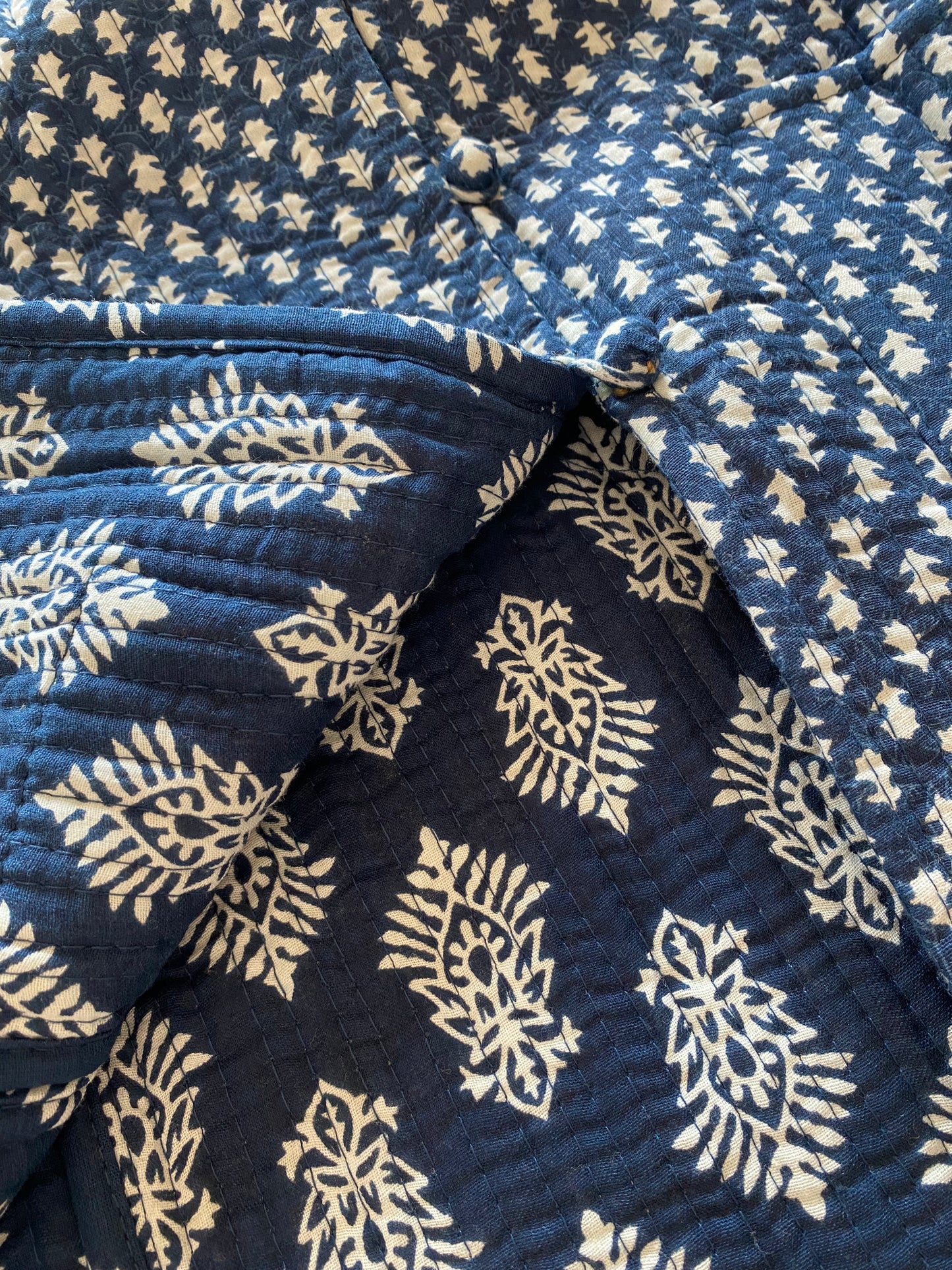 Indigo Block Print Quilted Jacket
