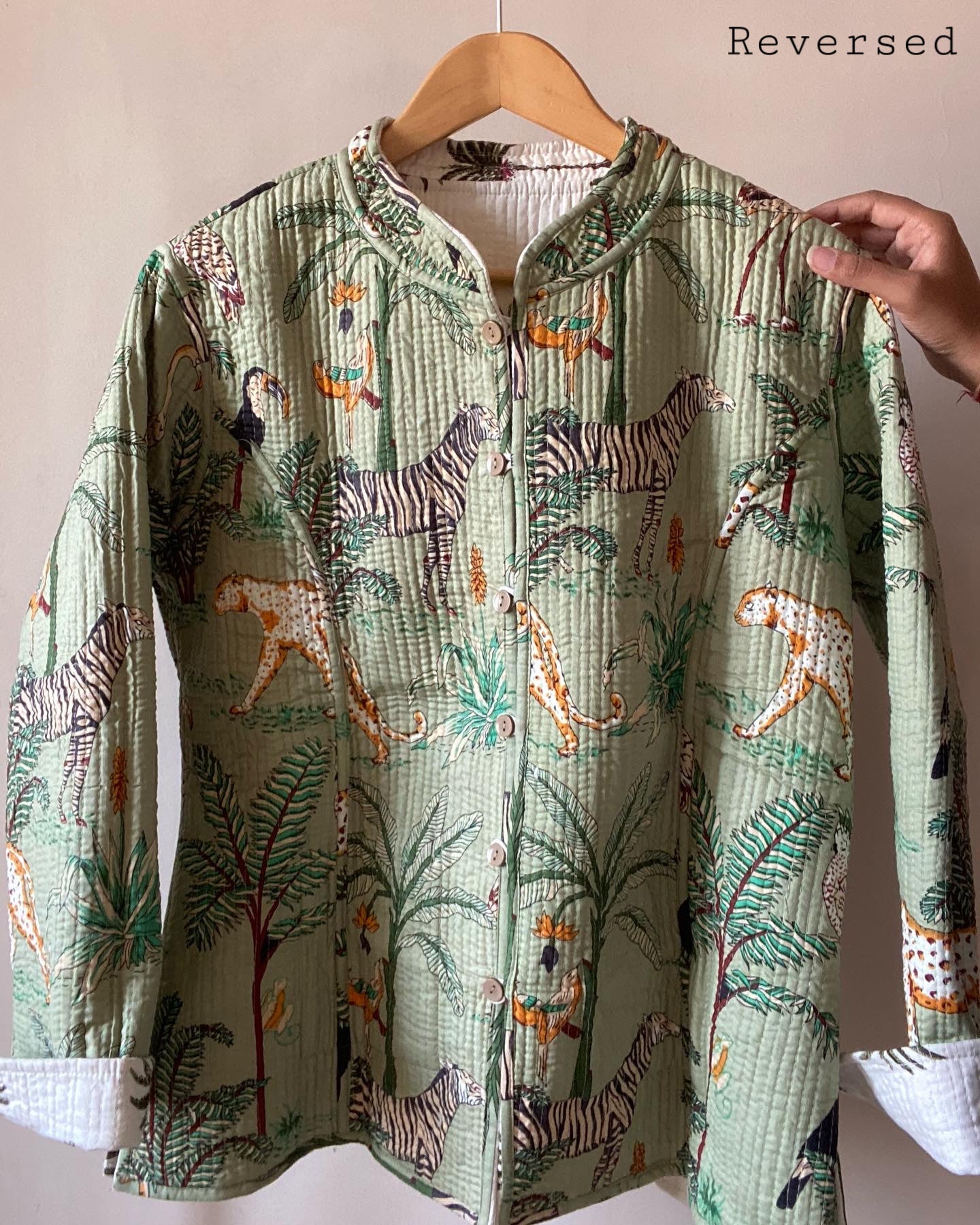 Tropical Block Print Quilted Jacket